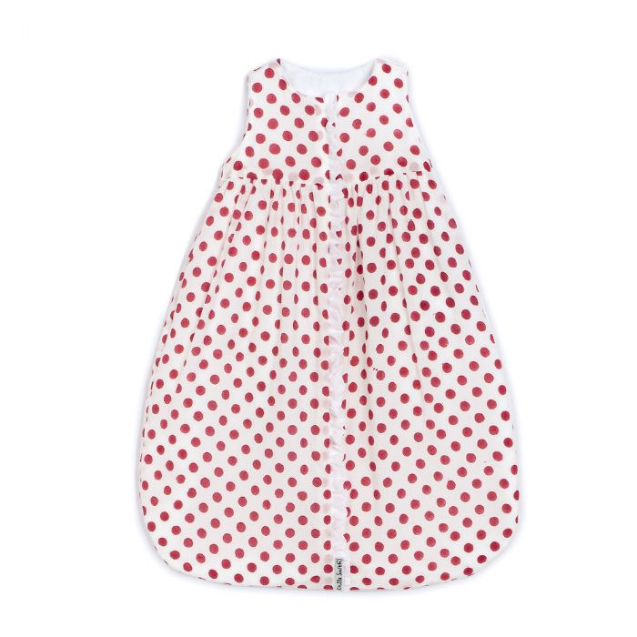 Lulla Smith Cotton Sleep Sack in White With Red Dots Block Print by Lulla Smith