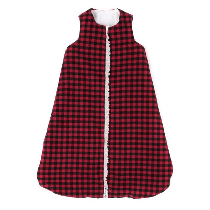 Lulla Smith Flannel Sleep Sack in Red & Black Check Flannel with White Trim by Lulla Smith