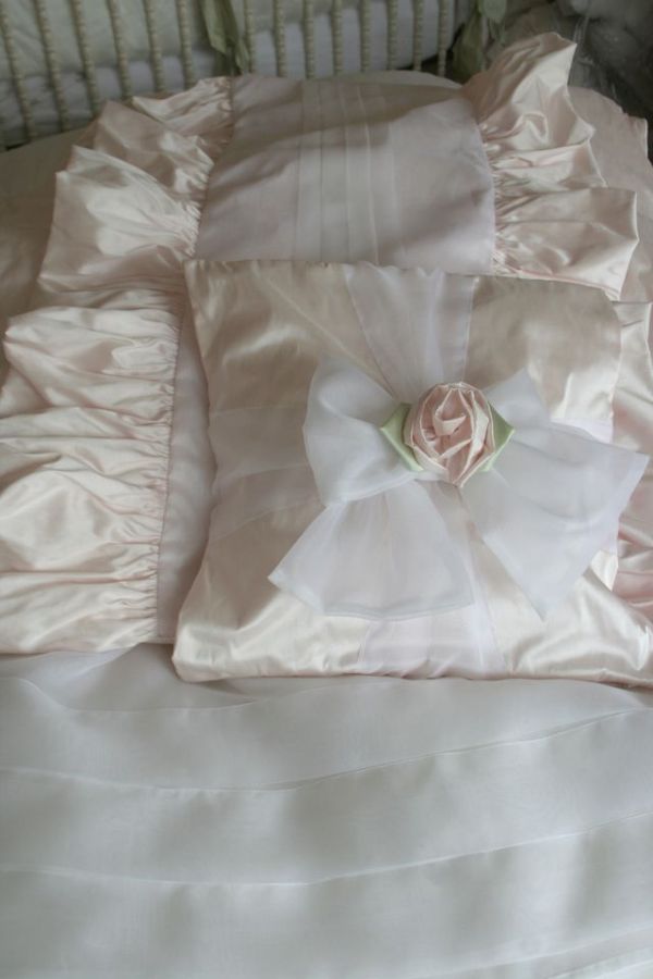 Pintucked Silk Organza Crib Baby Bedding by Lulla Smith