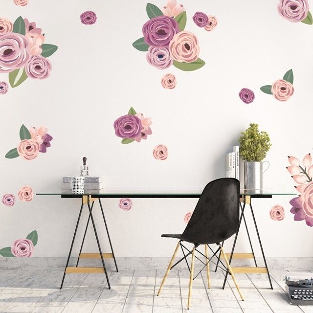 Lavender and Lilac Graphic Flowers Wall Decals by Wall Decals