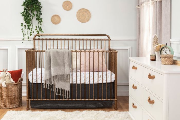 Winston 4-in-1 Convertible Crib with Toddler Bed Conversion Kit in Vintage Gold by Million Dollar Baby Classic