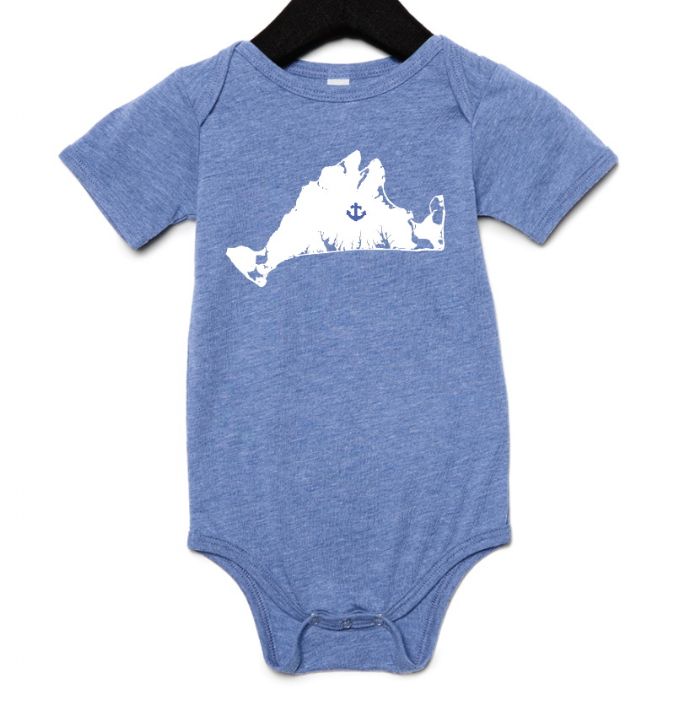 Martha's Vineyard Island Love Infant Onesie and Toddler T-Shirt in Blue by Bibi's Custom Made