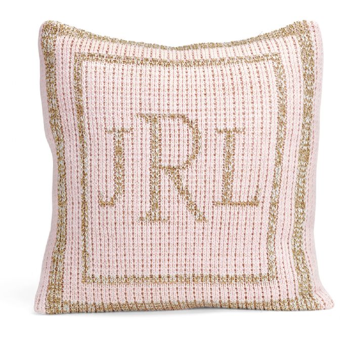 Metallic Classic Monogram Double Border Pillow by Butterscotch Blankees