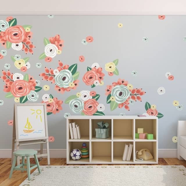 Multicoloured Graphic Flower Wall Decals by Wall Decals