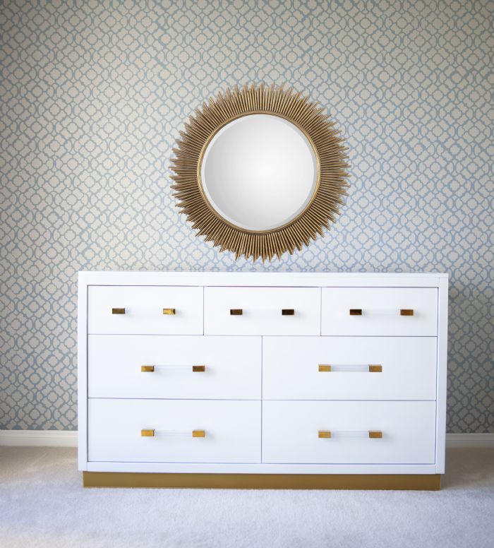 Astoria Dresser in White with Gold Trim by Newport Cottages