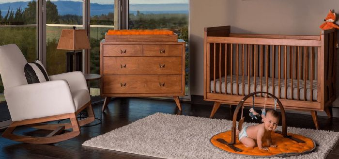 Midcentury Modern Fox Nursery Room Inspiration by Newport Cottages