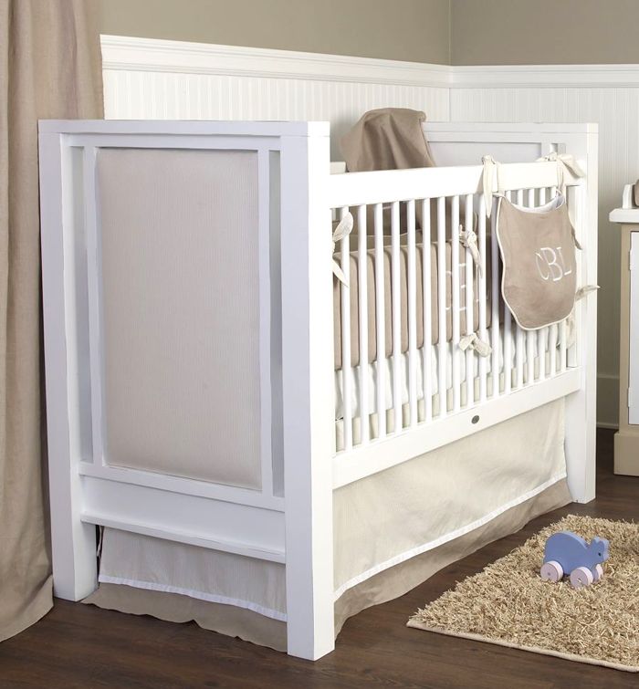 Ricki Crib with Fabric Panel in White by Newport Cottages