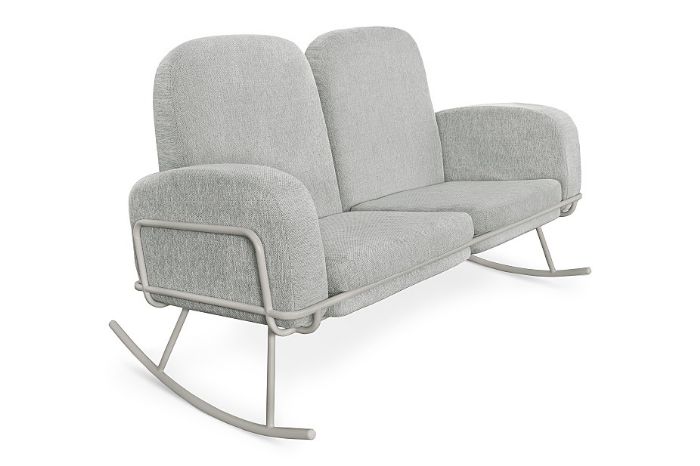 Ami Double Seat Cushion Rocker in Light Grey Weave by Nursery Works