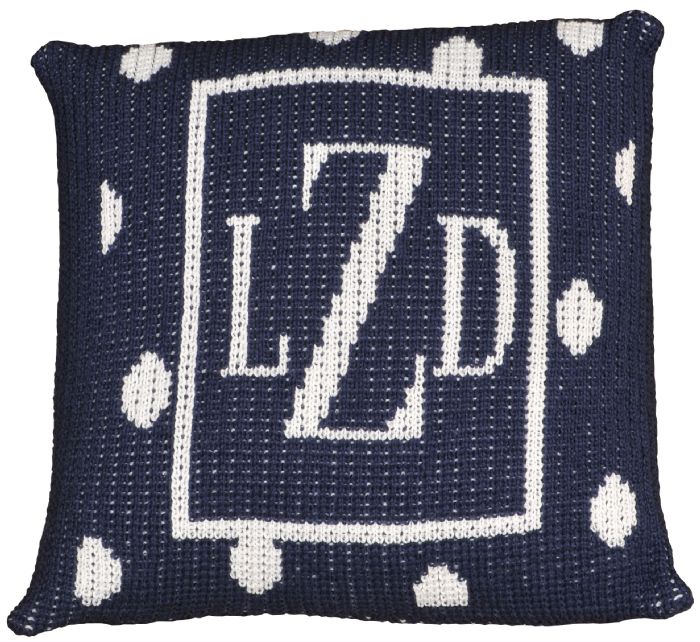 Polka Dots Monogram Border Pillow by Butterscotch Blankees