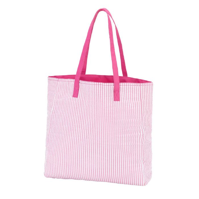 Tote Bag in Pink Seersucker by Monogram Boutique