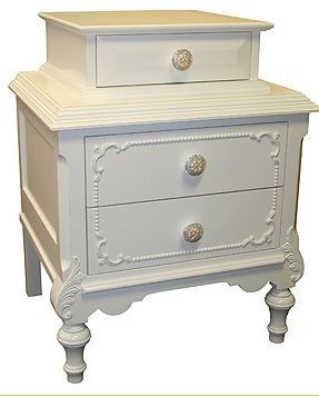 Simply Elegant Nightstand in Swiss Coffee with Bling Knobs by CC Custom Furniture