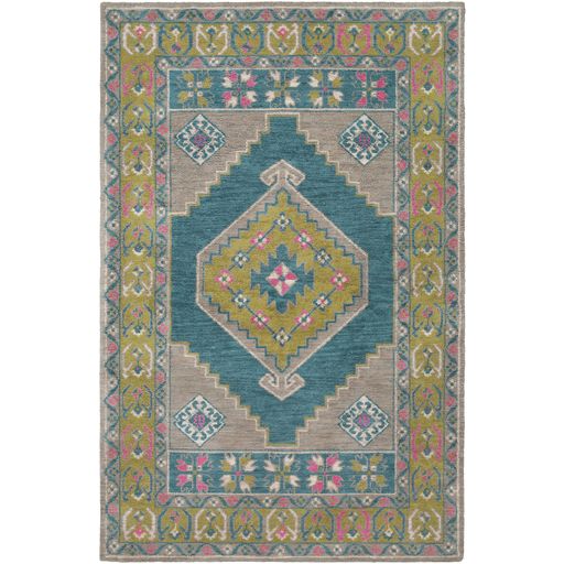 Arabia Medallion Rug in Gray and Olive by Surya