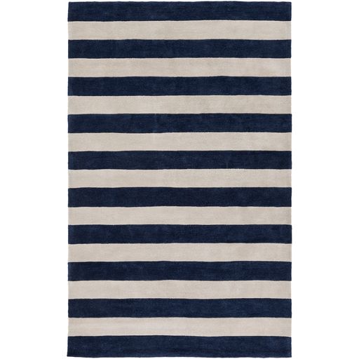 Cosmopolitan Stripe Rug in Dark Blue by Surya