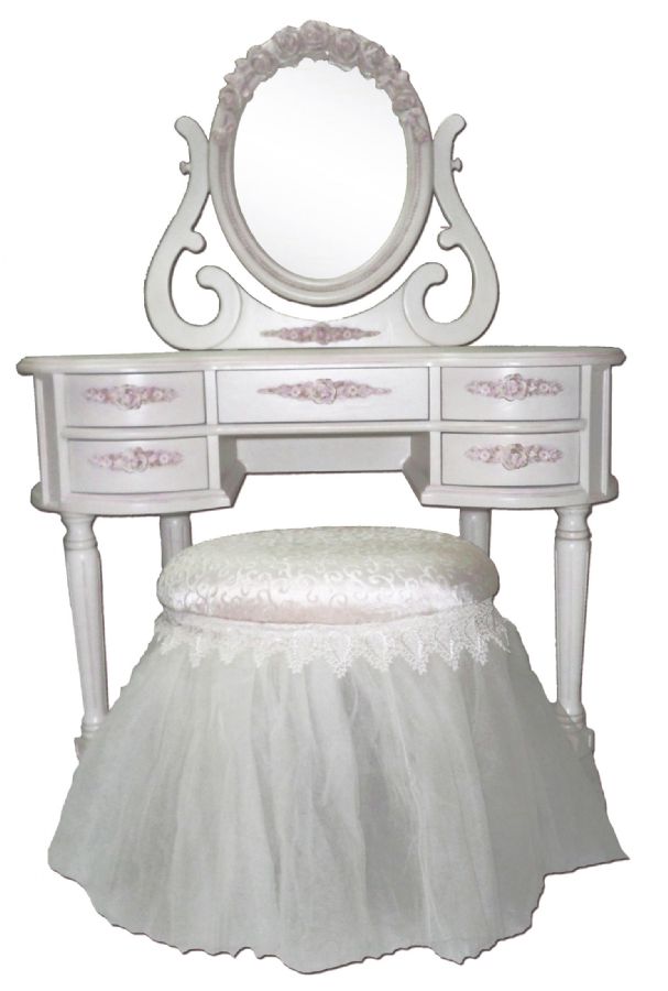 French Rose Vanity with Mirror by Villa Bella