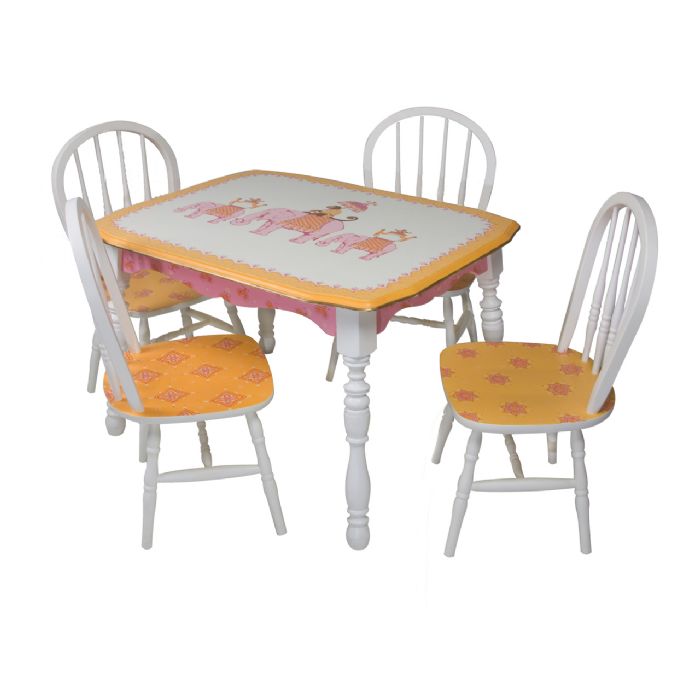 Vintage Table & Chair Set in Elephants on Parade by AFK Art For Kids