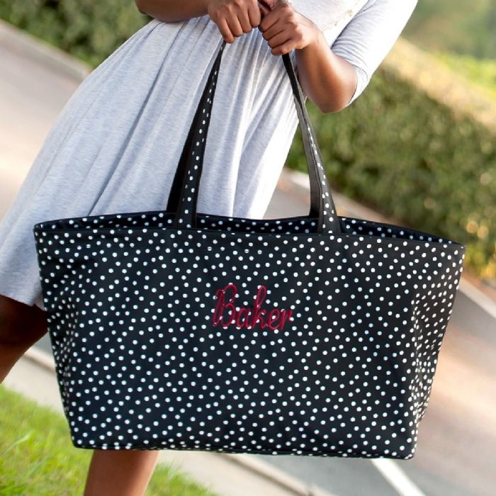 Black Scattered Dot Ultimate Tote by Monogram Boutique