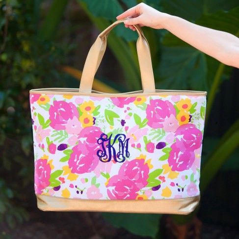 Cabana Tote Bag in Floral by Monogram Boutique