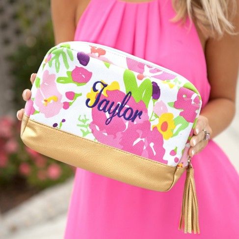 Cabana Cosmetic Bag in Floral by Monogram Boutique