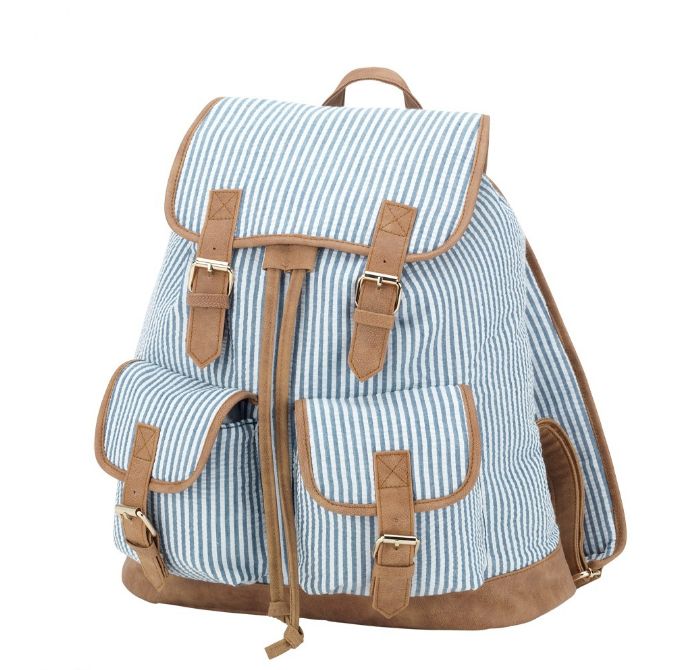 Campus Backpack in Seersucker by Monogram Boutique