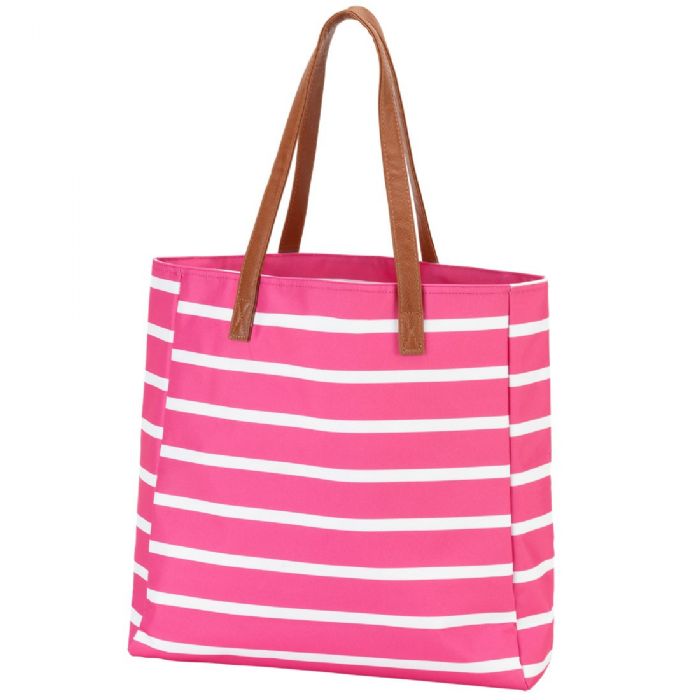 Tote Bag in Hot Pink Stripe by Monogram Boutique