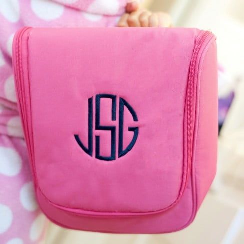 Hanging Travel Case in Hot Pink by Monogram Boutique