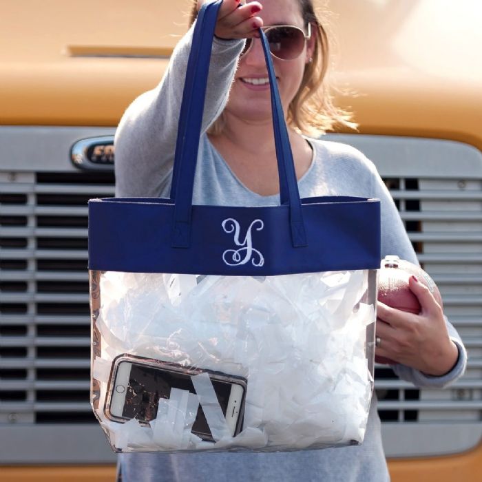 Clear Tote in Navy by Monogram Boutique