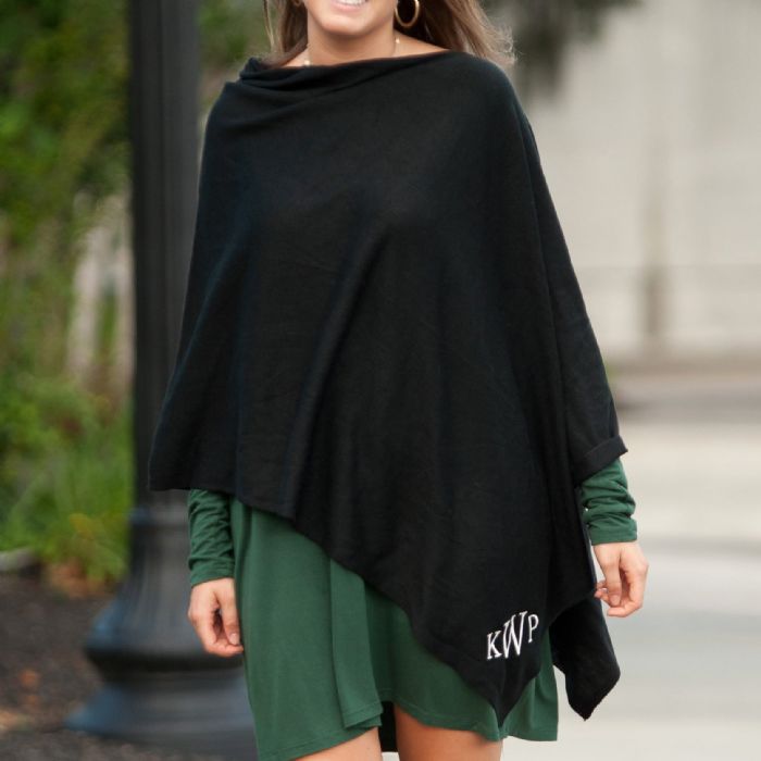 Poncho in Black by Monogram Boutique