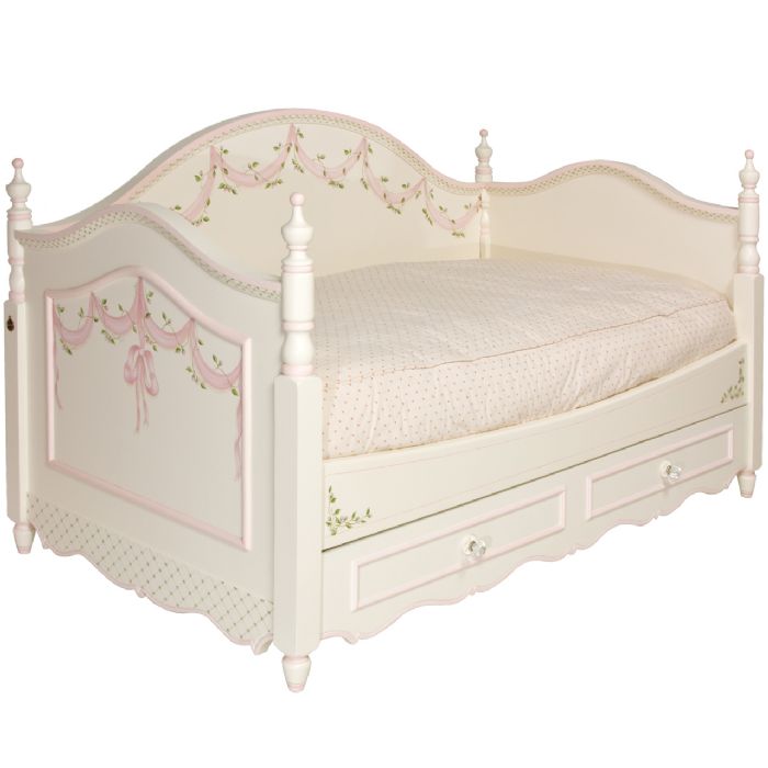 Charlotte Day Bed with Trundle in Ribbons & Roses by AFK Art For Kids