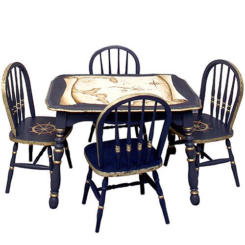 Vintage Table & Chair Set in Nautical Antique Map by AFK Art For Kids