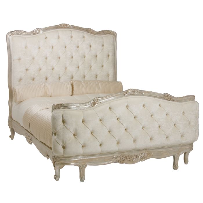 Regal Bed Tufted Upholstered with Antique Silver Gilding by AFK Art For Kids