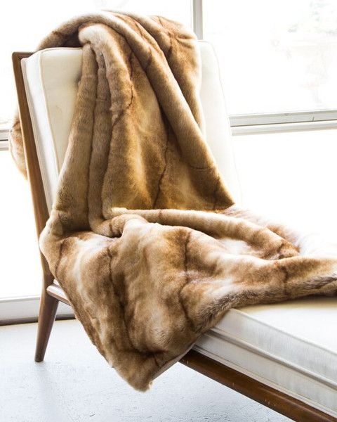 Faux Fur Throw Blanket in Coyote by ASI