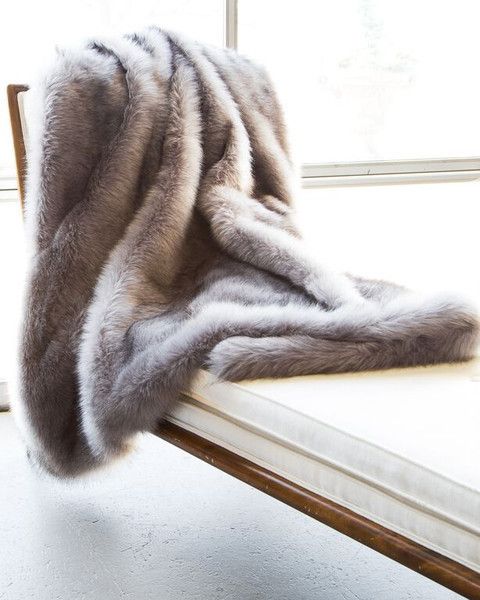 Faux Fur Blanket in Silver Fox by ASI