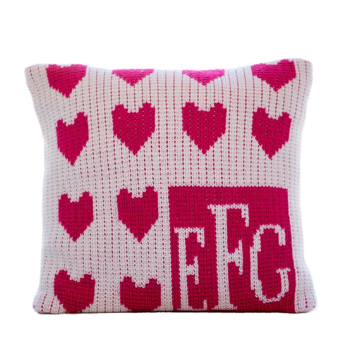 Lots of Hearts Monogram Pillow by Butterscotch Blankees