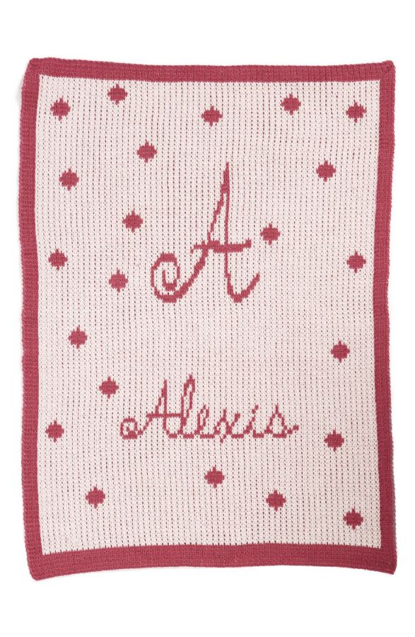 Precious Polka Dots Initial Name Blanket by Butterscotch Blankees