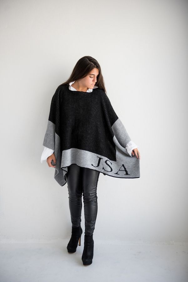 Adult Blanket Poncho in Personalized Single Border by Butterscotch Blankees