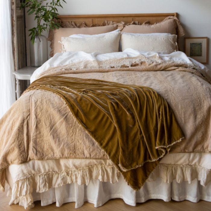 Ines &  Linen in Honeycomb, Parchment and Winter White Bella Notte Linens Bedding by Bella Notte Linens