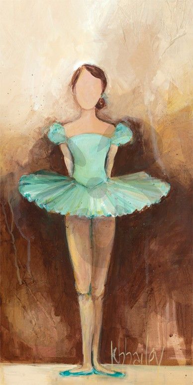 Belle of the Ballet-Green Canvas Wall Art by Oopsy Daisy