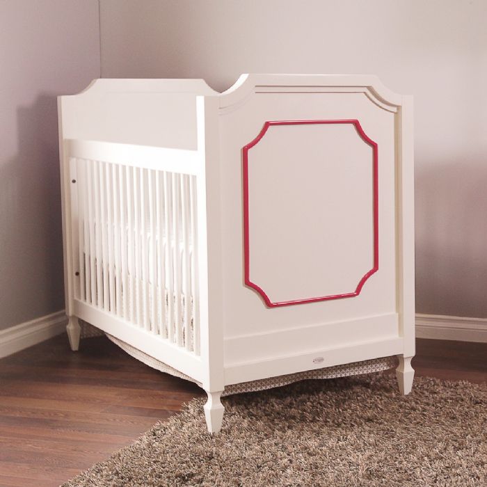 Beverly Crib in White with Raspberry by Newport Cottages
