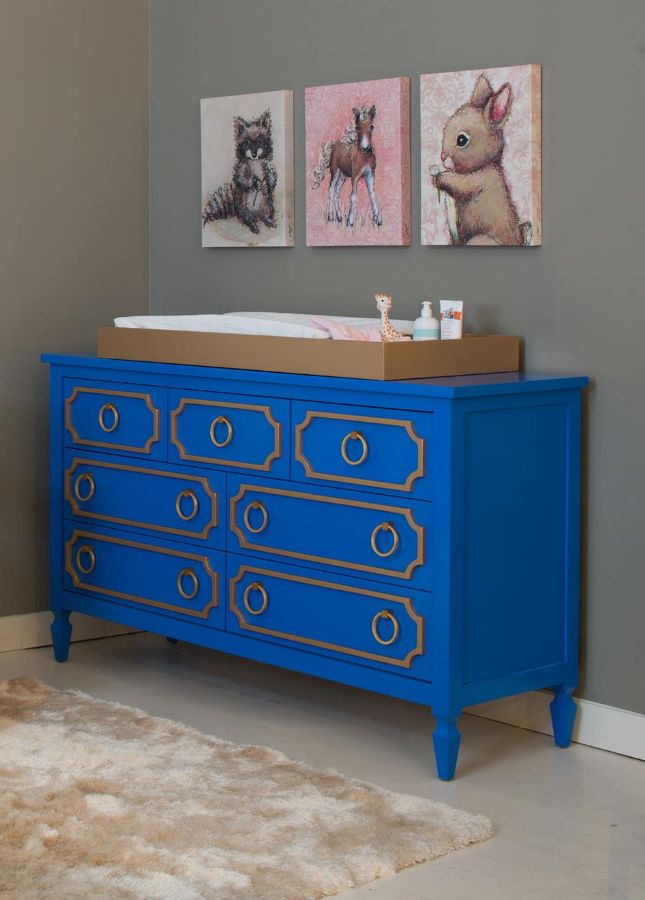 Beverly Dresser 7 Drawer in Sailboat Blue and Gold by Newport Cottages