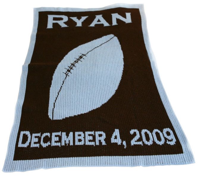 Single Football with Name & Date Blanket by Butterscotch Blankees