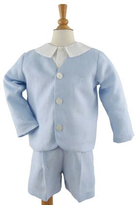 Linen Eton Suit- Short in Lt Blue by Katie & Co/Gordon & Co