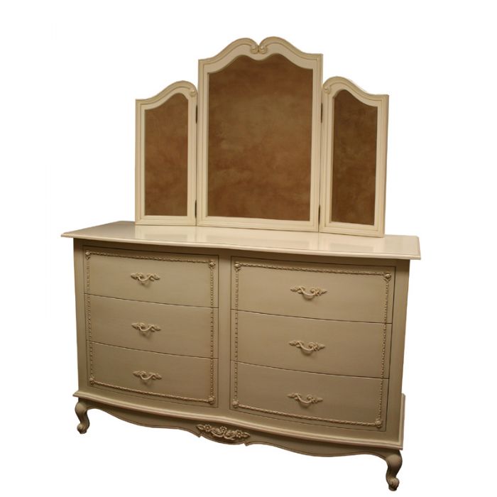 Country French Long Dresser With Mirror by CC Custom Furniture