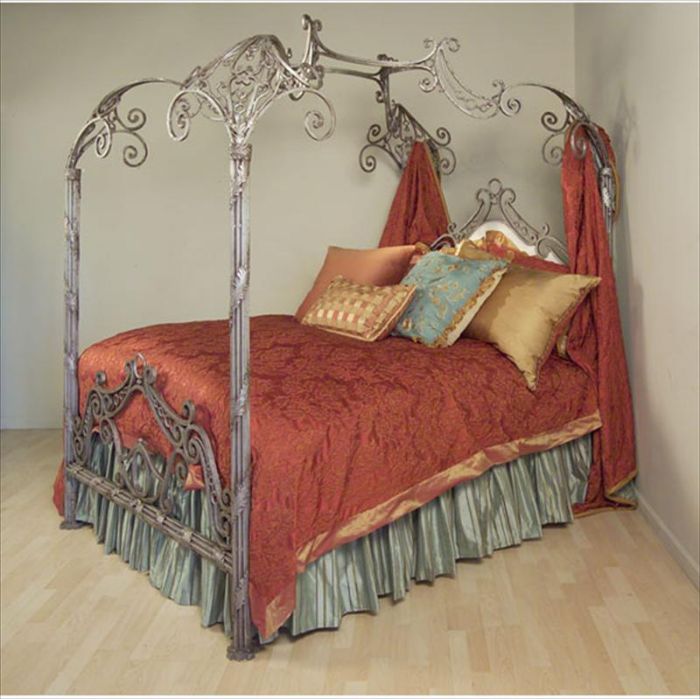Designer Hand-Forged Matrimonial Canopy Bed by Corsican