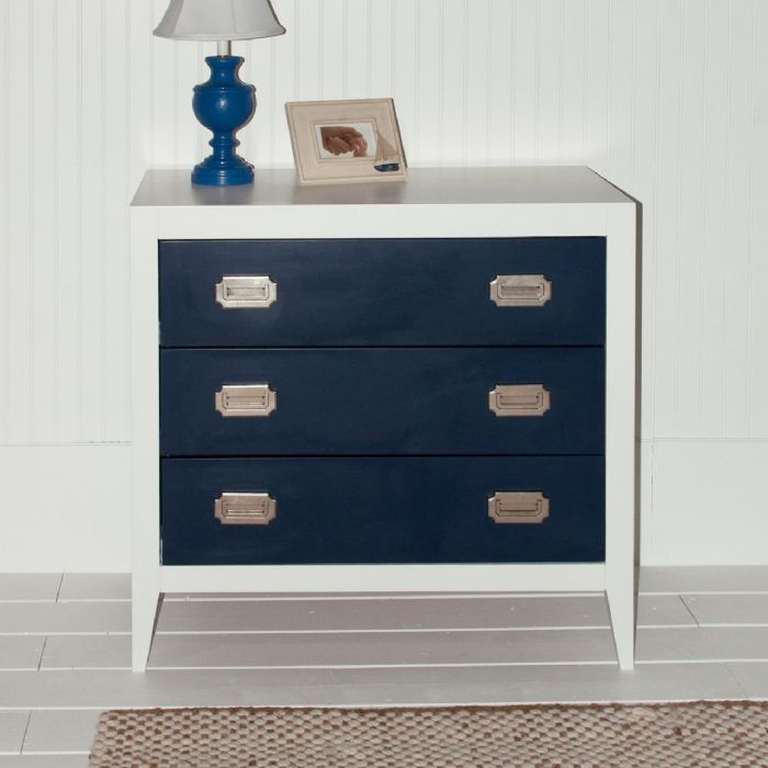 Devon 3 Drawer Dresser in White with Deep Blue by Newport Cottages
