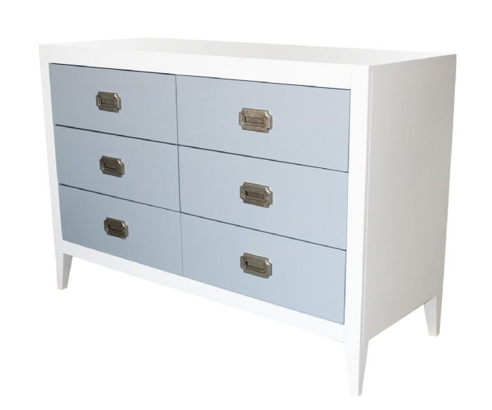 Devon 6 Drawer Dresser in White with French Grey by Newport Cottages