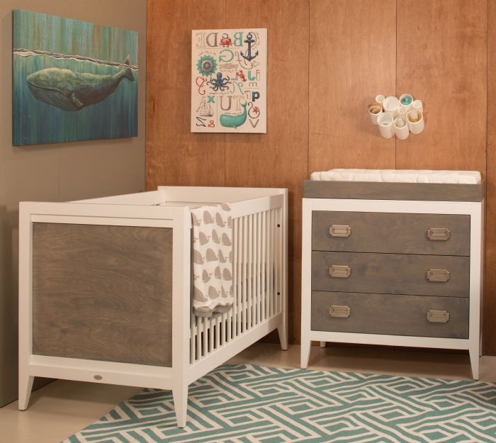 Casey Crib in White with Misty Grey Stain by Newport Cottages