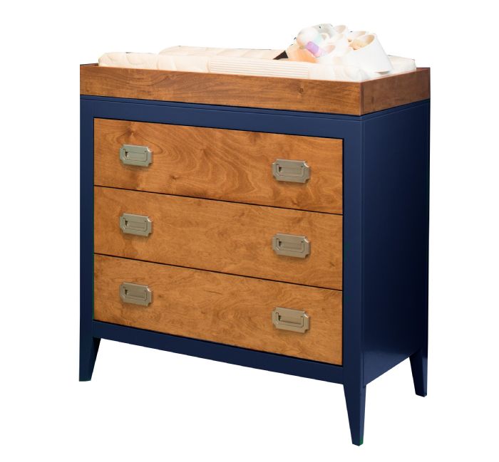 Devon 3 Drawer Dresser in Deep Blue with Caramel Stain by Newport Cottages