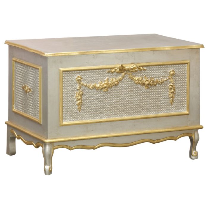 French Toy Chest Caning in Silver with Gold Gilding by AFK Art For Kids