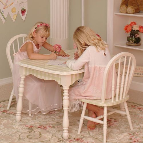 Vintage Table & Chairs in Pink Gingham by AFK Art For Kids