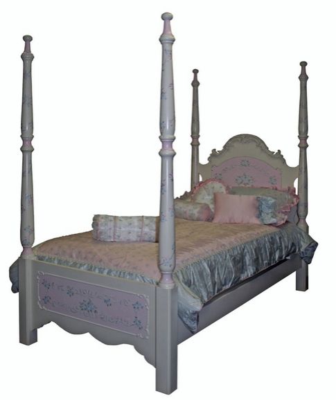 Simply Elegant Bed Hand Painted Roses & Scrolls by CC Custom Furniture